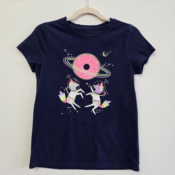 Cat & Jack Other - Cat & Jack Dark Blue Tee with Unicorns and Donut Graphic